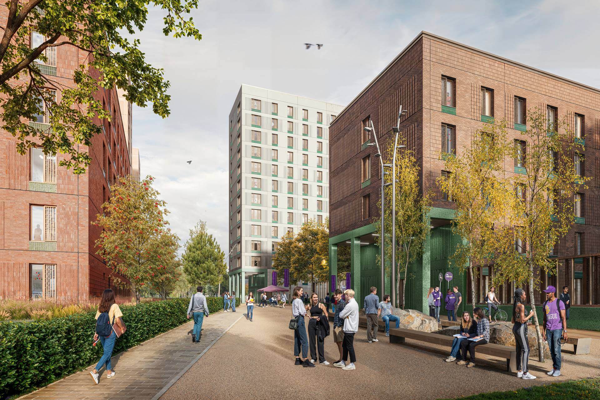 Central hub communal space serving the residential blocks at Fallowfield Student Village