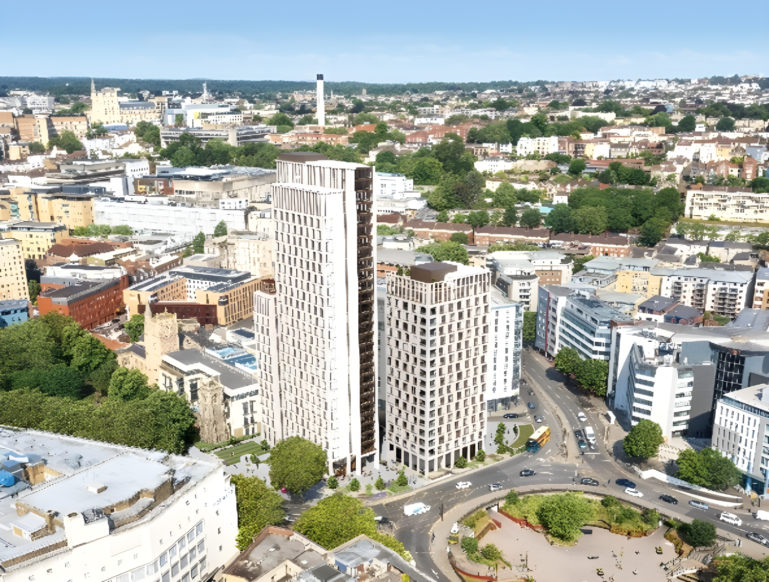 Haymarket Bristol co living towers drone view